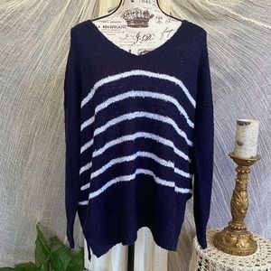 Mudpie Soft White Stripes Navy Sweater, NWT